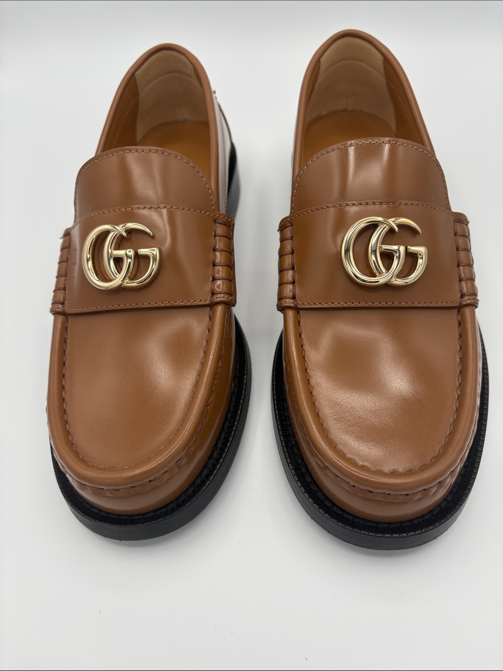 Gucci Metal-Accent Brown Leather Women’s Loafers